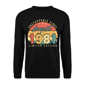 1981 Im August Vintage - Unisex Pullover - Schwarz - Vorne - Alina (178cm) & Michal (187cm)