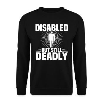 Amputiert Invalide Prothese Handicap Rollstuhl - Unisex Pullover - Schwarz - Vorne - Alina (178cm) & Michal (187cm)