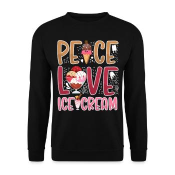 Cône de crème glacée Peace Love Ice - Sweat-shirt Unisexe - noir - Devant - Alina (178cm) & Michal (187cm)