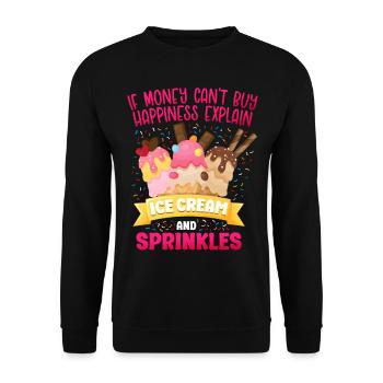 Ice Cream Cone If Money Can't Buy - Unisex Pullover - Schwarz - Vorne - Alina (178cm) & Michal (187cm)