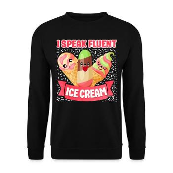 Ice Cream Cone Popsicle I Speak - Unisex Pullover - Schwarz - Vorne - Alina (178cm) & Michal (187cm)