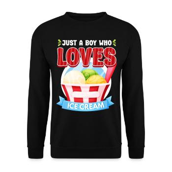 Ice Cream Boy Just A Boy Who Loves - Unisex Pullover - Schwarz - Vorne - Alina (178cm) & Michal (187cm)