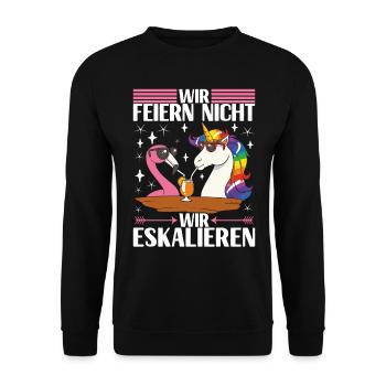 Saufen Party Alkohol Wein - Unisex Pullover - Schwarz - Vorne - Alina (178cm) & Michal (187cm)