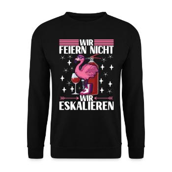 Saufen Party Alkohol Wein - Unisex Pullover - Schwarz - Vorne - Alina (178cm) & Michal (187cm)