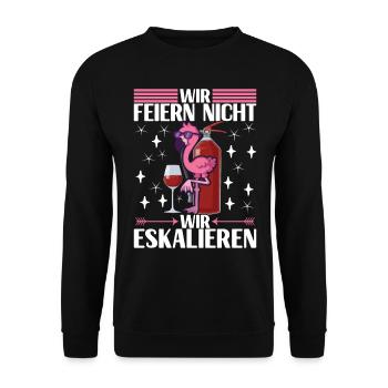 Saufen Party Alkohol Wein - Unisex Pullover - Schwarz - Vorne - Alina (178cm) & Michal (187cm)