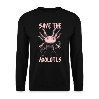Axolotl cute animals kawaii anime save the axolotl - Unisex Sweatshirt - black - Front - Alina (178cm) & Michal (187cm)