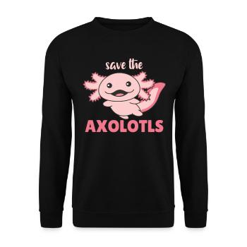 Axolotl cute animals kawaii anime save the axolotl - Unisex Sweatshirt - black - Front - Alina (178cm) & Michal (187cm)