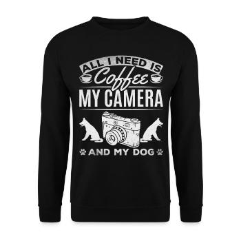 All I need is coffee, my camera and - Unisex Sweatshirt - black - Front - Alina (178cm) & Michal (187cm)