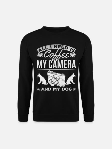 Alles was ich brauche ist Kaffee, meine Kamera und - Unisex Pullover - Schwarz
