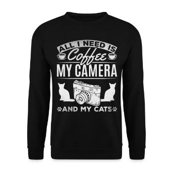All I need is coffee, my camera and - Unisex Sweatshirt - black - Front - Alina (178cm) & Michal (187cm)