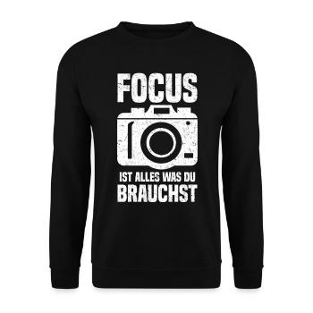 Photographer Focus est tout ce dont vous avez besoin - - Sweat-shirt Unisexe - noir - Devant - Alina (178cm) & Michal (187cm)