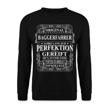Original Baggerfahrer Kollegen Geschenk Vintage - Unisex Pullover - Schwarz - Vorne - Alina (178cm) & Michal (187cm)