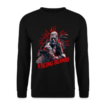 Viking Blood Odin Und Raben Wikinger Kultur - Unisex Pullover - Schwarz - Vorne - Alina (178cm) & Michal (187cm)