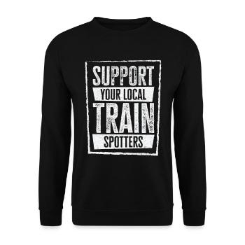 Train Trainspotter Locomotive Hobby Trainspotting - Unisex Sweatshirt - black - Front - Alina (178cm) & Michal (187cm)