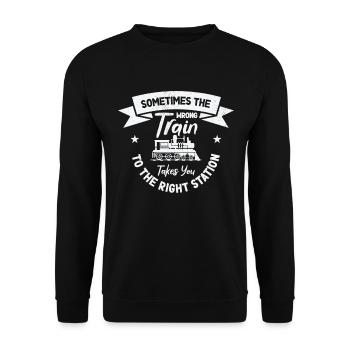 Zugverkehr Zugliebhaber Bahnhof - Unisex Pullover - Schwarz - Vorne - Alina (178cm) & Michal (187cm)