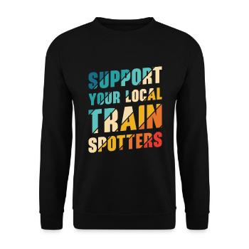 Train Trainspotter Locomotive Hobby Trainspotting - Unisex Sweatshirt - black - Front - Alina (178cm) & Michal (187cm)
