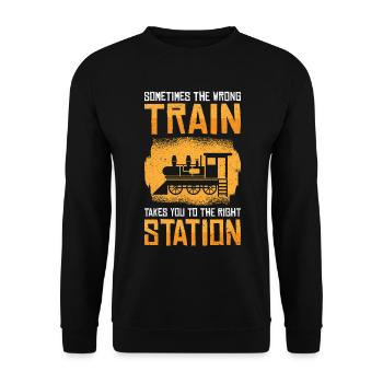 Zugverkehr Zugliebhaber Bahnhof - Unisex Pullover - Schwarz - Vorne - Alina (178cm) & Michal (187cm)