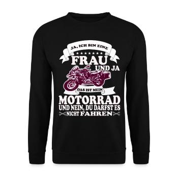 Motorrad Motorradfahrerin Biker Feuerstuhl Bike - Unisex Pullover - Schwarz - Vorne - Alina (178cm) & Michal (187cm)