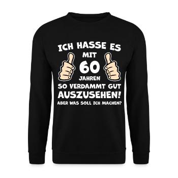Ü60 Jahre Jubiläum - Unisex Pullover - Schwarz - Vorne - Alina (178cm) & Michal (187cm)