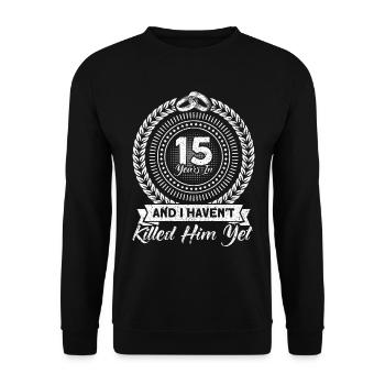 15th Wedding Anniversary Couple Design 15 Years of Marriage - Unisex Sweatshirt - black - Front - Alina (178cm) & Michal (187cm)