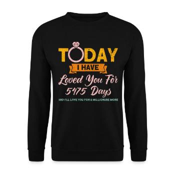 15th Wedding Anniversary Couple Design 15 Years of Marriage - Unisex Sweatshirt - black - Front - Alina (178cm) & Michal (187cm)
