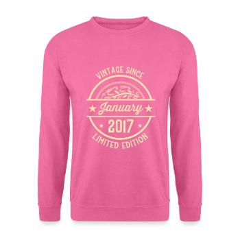 Geburtstag Vintage seit Januar 2017 - Unisex Pullover - Pink - Vorne