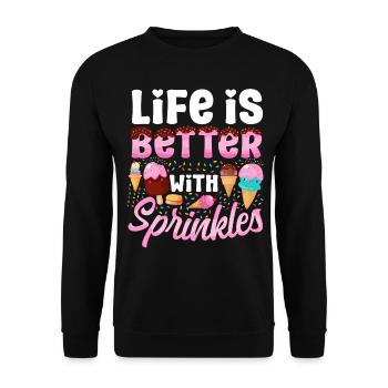 Cône de crème glacée Popsicle La vie est - Sweat-shirt Unisexe - noir - Devant - Alina (178cm) & Michal (187cm)