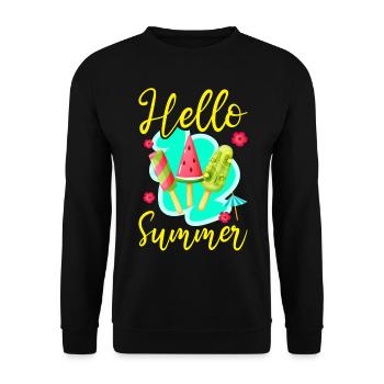 Ice Cream Popsicle Hello Summer - Unisex Sweatshirt - black - Front - Alina (178cm) & Michal (187cm)