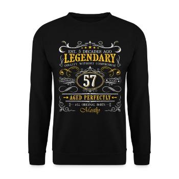Vintage Légendaire - Vieilli parfaitement 57ème anniversaire - Sweat-shirt Unisexe - noir - Devant - Alina (178cm) & Michal (187cm)