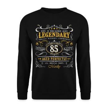 Vintage Légendaire - Vieilli parfaitement 85ème anniversaire - Sweat-shirt Unisexe - noir - Devant - Alina (178cm) & Michal (187cm)