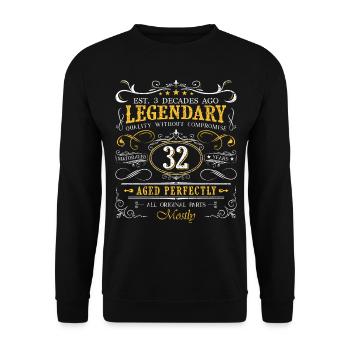Vintage Légendaire - Vieilli parfaitement 32ème anniversaire - Sweat-shirt Unisexe - noir - Devant - Alina (178cm) & Michal (187cm)