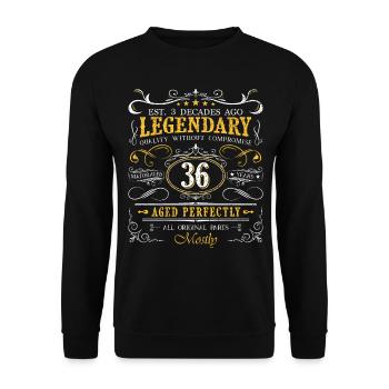 Vintage Légendaire - Vieilli parfaitement 36ème anniversaire - Sweat-shirt Unisexe - noir - Devant - Alina (178cm) & Michal (187cm)