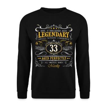 Vintage Legendary - Aged perfectly 33. Geburtstag - Unisex Pullover - Schwarz - Vorne - Alina (178cm) & Michal (187cm)