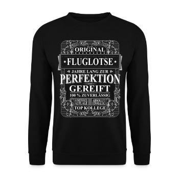 Original Fluglotse Kollegen Geschenk Vintage - Unisex Pullover - Schwarz - Vorne - Alina (178cm) & Michal (187cm)