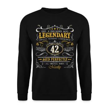 Vintage Légendaire - Vieilli parfaitement 42ème anniversaire - Sweat-shirt Unisexe - noir - Devant - Alina (178cm) & Michal (187cm)