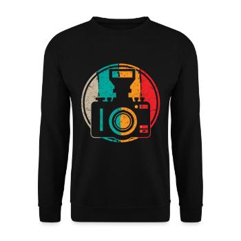 Fotografie Kamera Fotograf Retro Kamera Fotografie - Unisex Pullover - Schwarz - Vorne - Alina (178cm) & Michal (187cm)