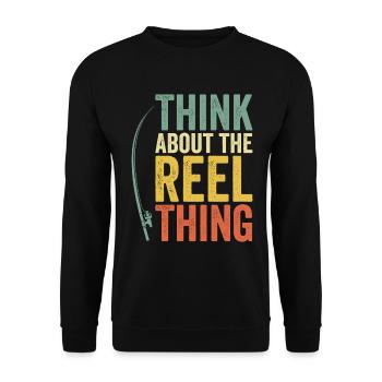 Pensez au passe-temps de pêche Reel Thing - Sweat-shirt Unisexe - noir - Devant - Alina (178cm) & Michal (187cm)