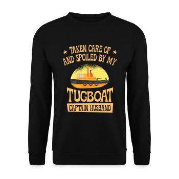 Tugboat Spoiled Tugboat Captain Ehemann Segeln - Unisex Pullover - Schwarz - Vorne - Alina (178cm) & Michal (187cm)