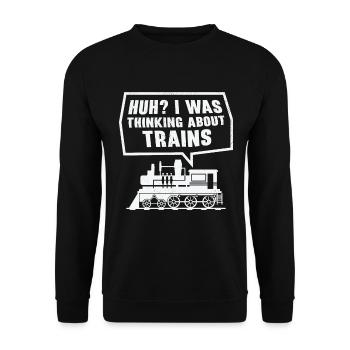 Zuglokomotive Transport Eisenbahnbegeisterte - Unisex Pullover - Schwarz - Vorne - Alina (178cm) & Michal (187cm)