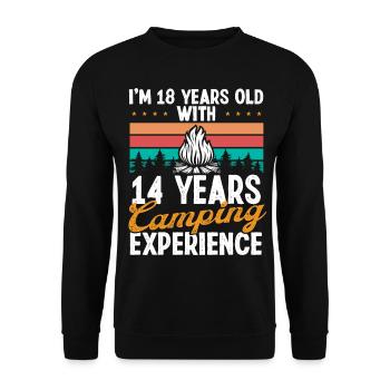 32 Year Old Camper Mountains Camping 32 Birthday - Unisex Sweatshirt - black - Front - Alina (178cm) & Michal (187cm)