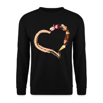 Ice Cream Heart Cone Popsicle - Unisex Pullover - Schwarz - Vorne - Alina (178cm) & Michal (187cm)