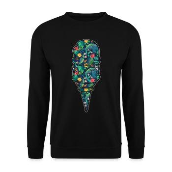 Crème glacée Fleur florale tropicale - Sweat-shirt Unisexe - noir - Devant - Alina (178cm) & Michal (187cm)
