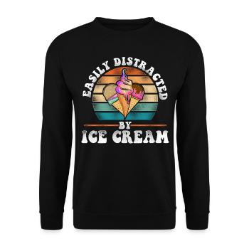 Ice Cream Retro Vintage Cone - Unisex Sweatshirt - black - Front - Alina (178cm) & Michal (187cm)
