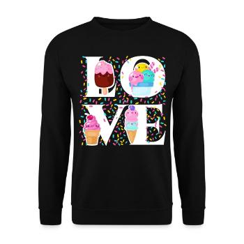 Ice Cream Cone Popsicle Love - Unisex Pullover - Schwarz - Vorne - Alina (178cm) & Michal (187cm)