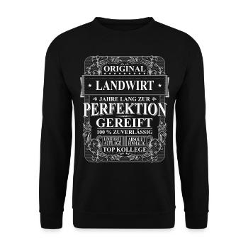 Original Landwirt Kollegen Geschenk Vintage - Unisex Pullover - Schwarz - Vorne - Alina (178cm) & Michal (187cm)