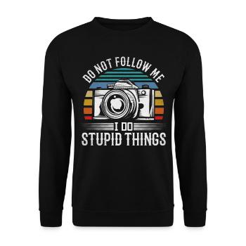 Photo Suivez-moi Je fais des choses stupides photographe - Sweat-shirt Unisexe - noir - Devant - Alina (178cm) & Michal (187cm)