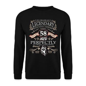 Vintage Légendaire - Vieilli parfaitement 58ème anniversaire - Sweat-shirt Unisexe - noir - Devant - Alina (178cm) & Michal (187cm)