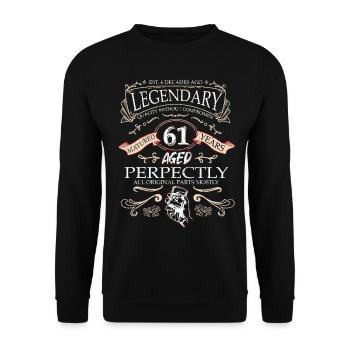 Vintage Légendaire - Vieilli parfaitement 61ème anniversaire - Sweat-shirt Unisexe - noir - Devant - Alina (178cm) & Michal (187cm)
