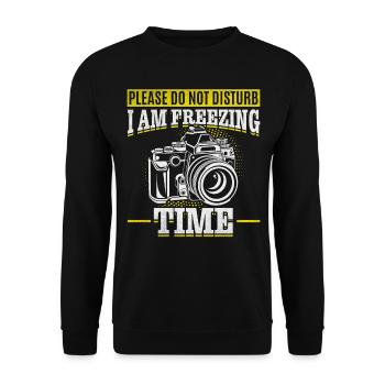 Bitte nicht stören Ich friere Zeit Lustiger - Unisex Pullover - Schwarz - Vorne - Alina (178cm) & Michal (187cm)