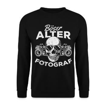 Fotografen Opa Kamera Fotografie Böser Alter - Unisex Pullover - Schwarz - Vorne - Alina (178cm) & Michal (187cm)